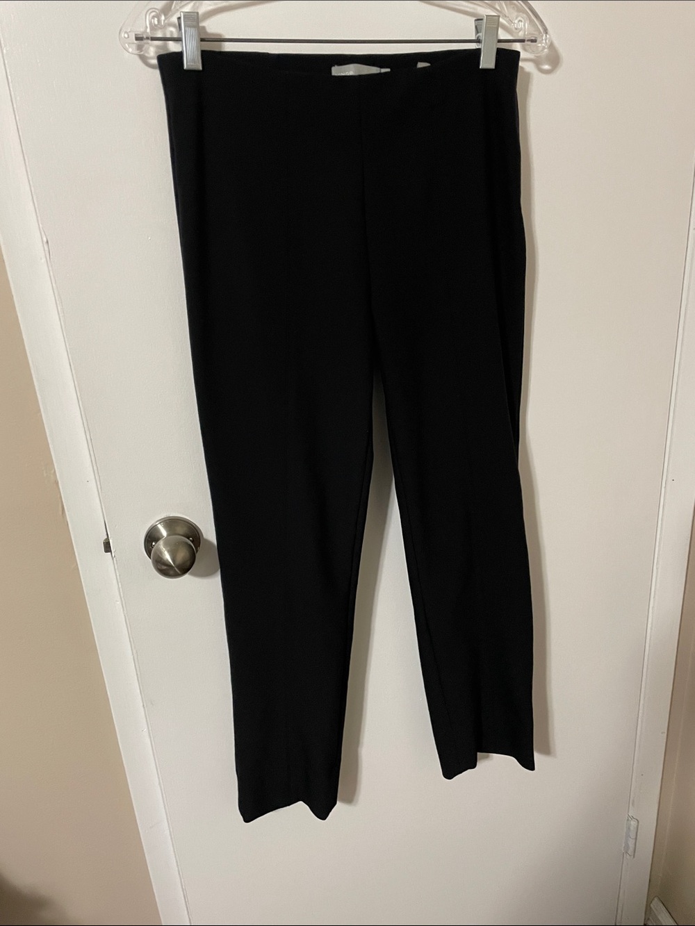 Vince Black Straight-Leg Pants with Back Slit Detail Size Medium